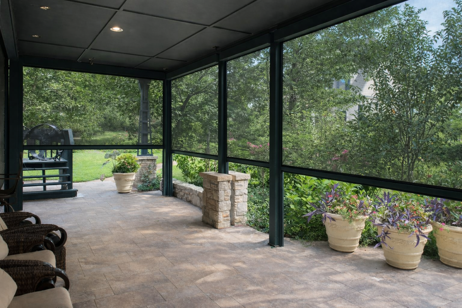 Interior view looking out through V-Track screens