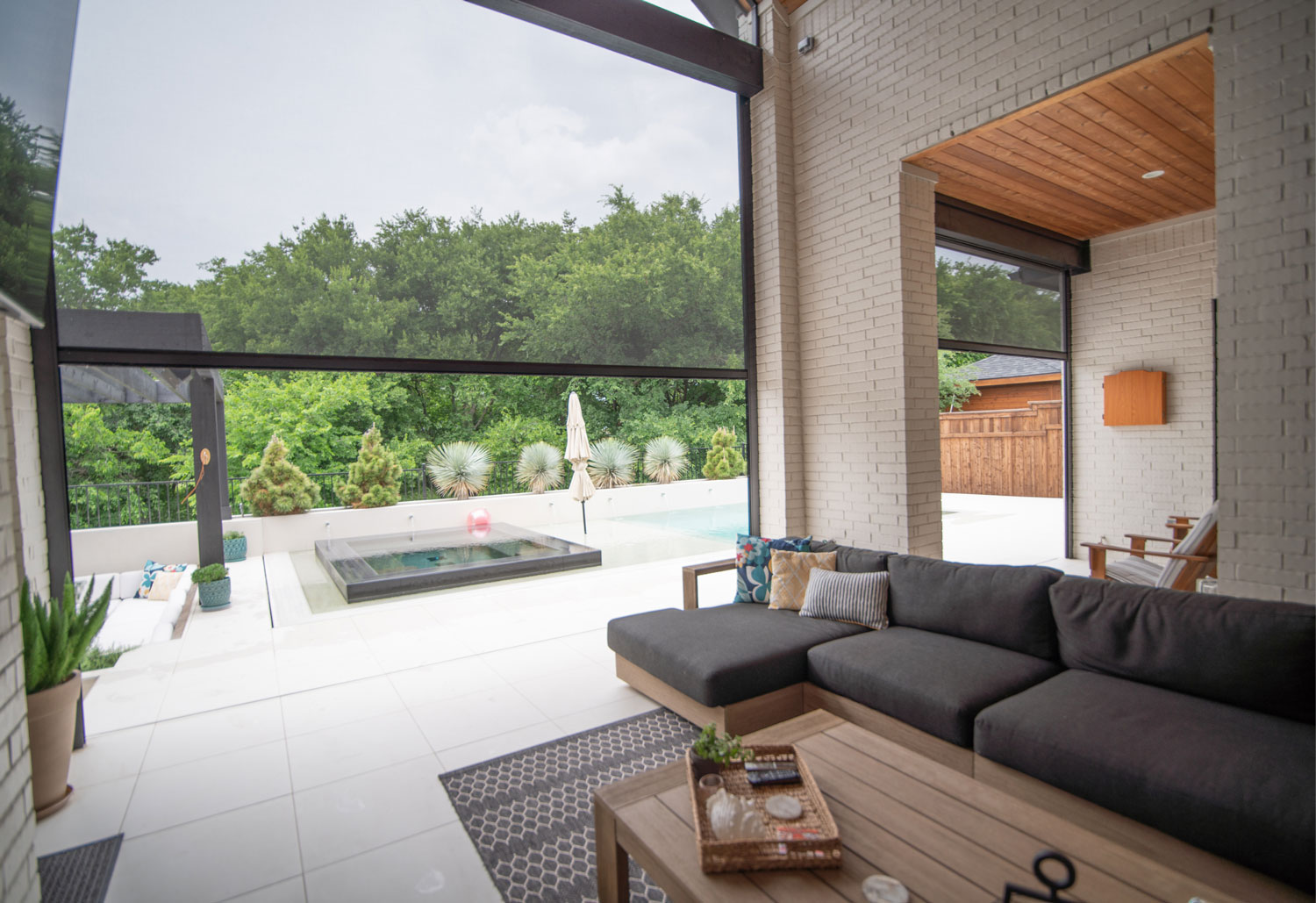 View through dark screen fabric