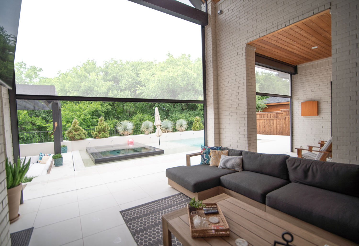 View through light screen fabric